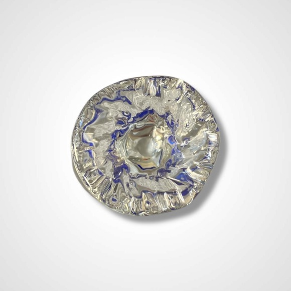 Art Glass Fish in a Bag Paperweight Clear Blue Red Hand Blown Murano Style Decor - Picture 6 of 9